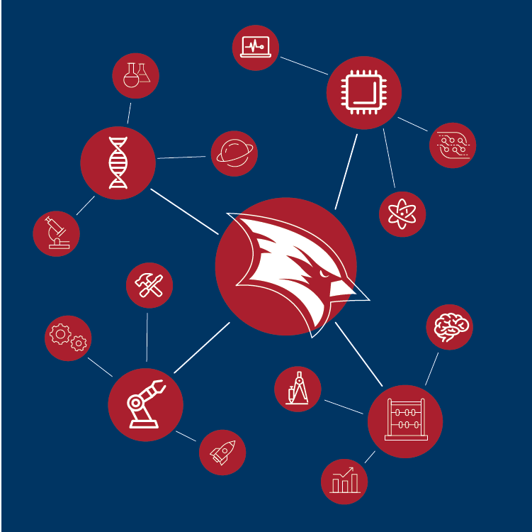 STEM graphic with Cardinal head.